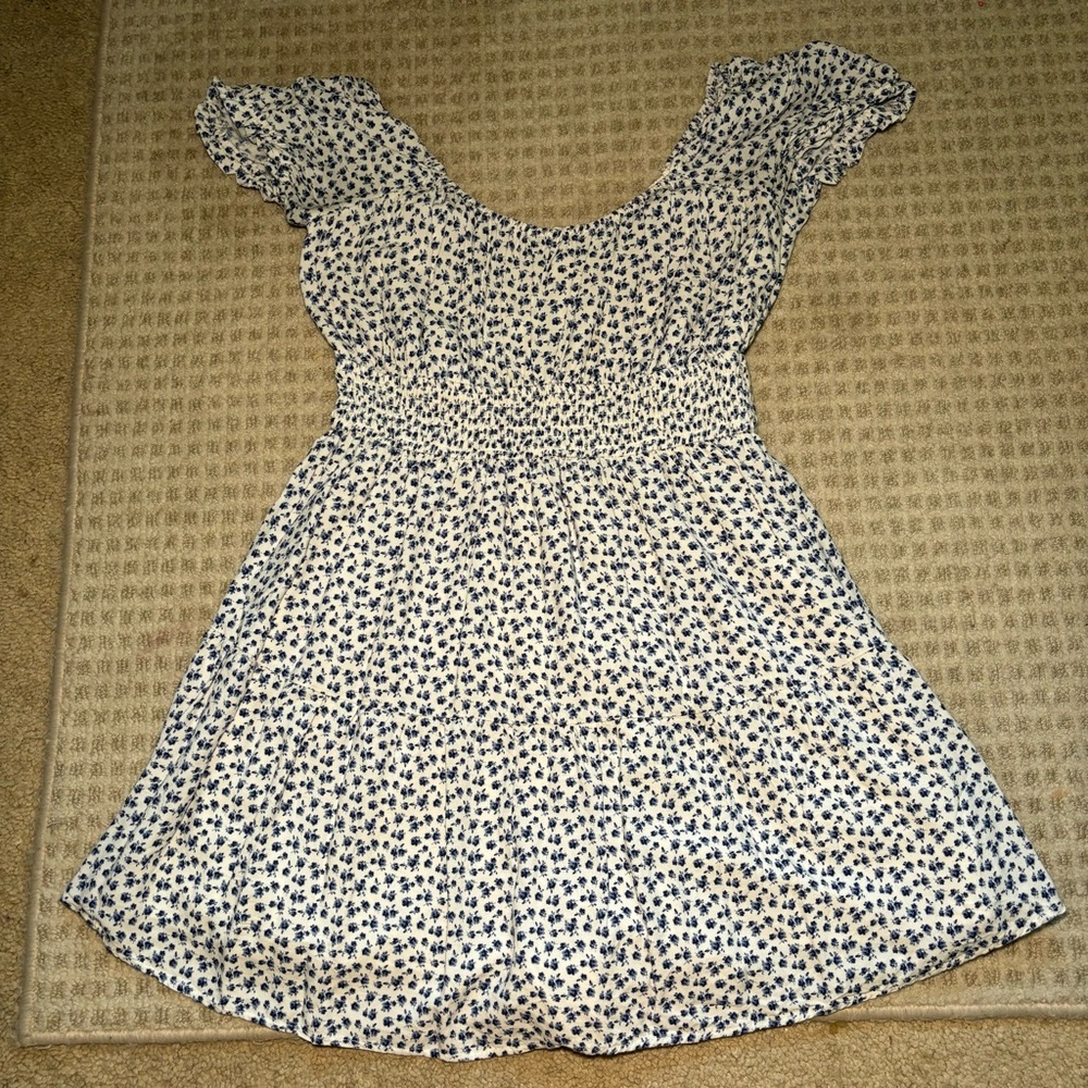 Hollister Blue and White Floral Jumpsuit